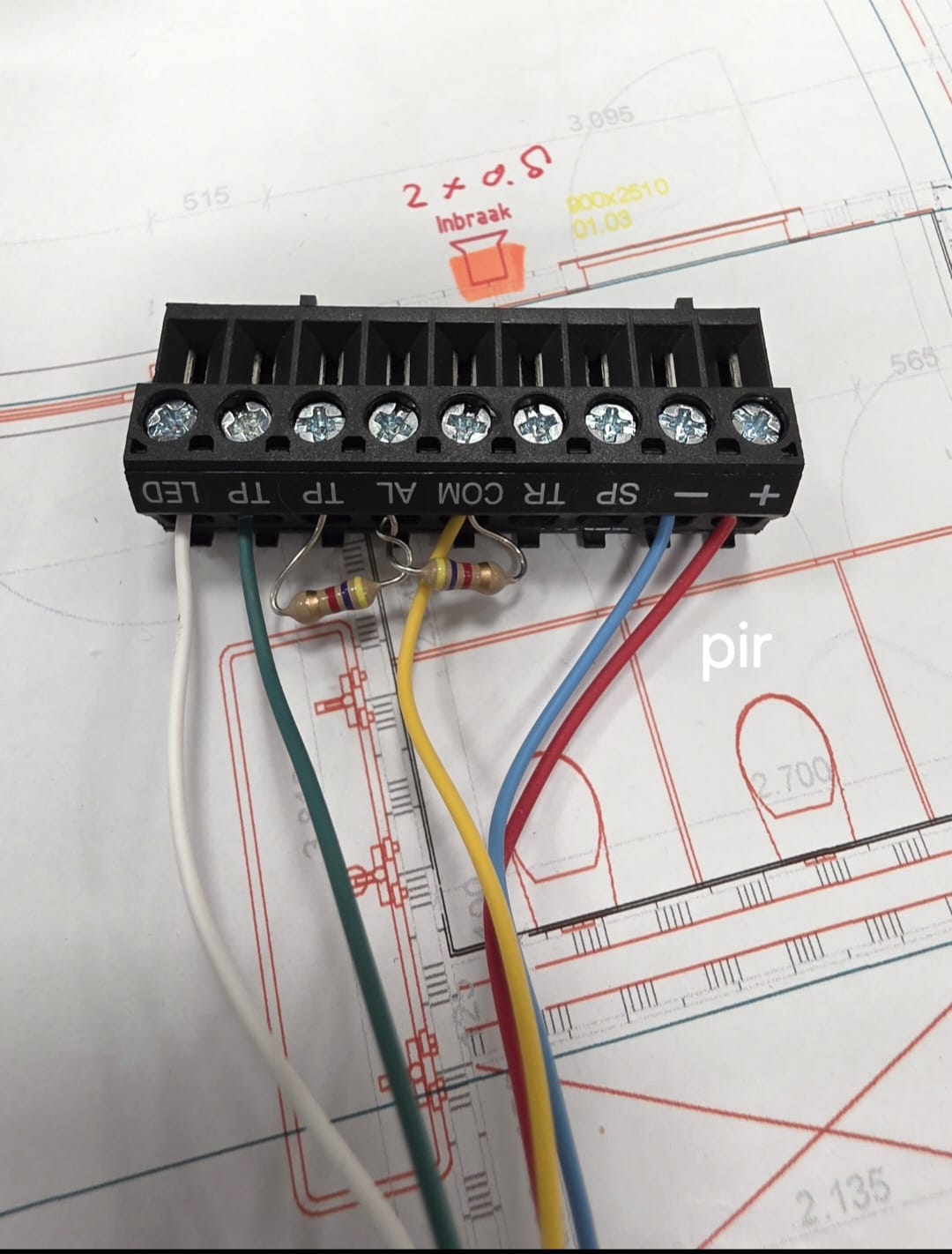 Klemmenstrook bekabeling